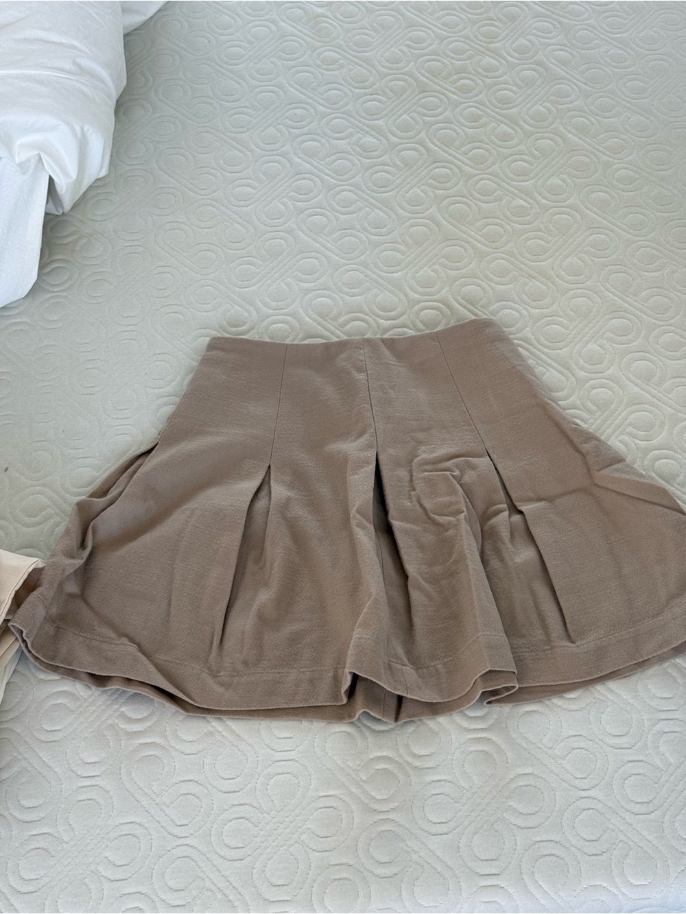 Pleated Mini Skirt in Taupe